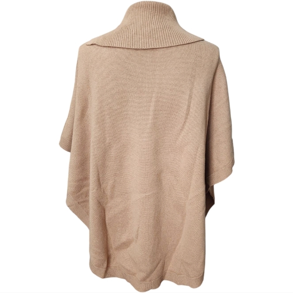 Talbots Women's Cape Poncho Tan with Gold Colored Hardware, Small - Picture 5 of 14